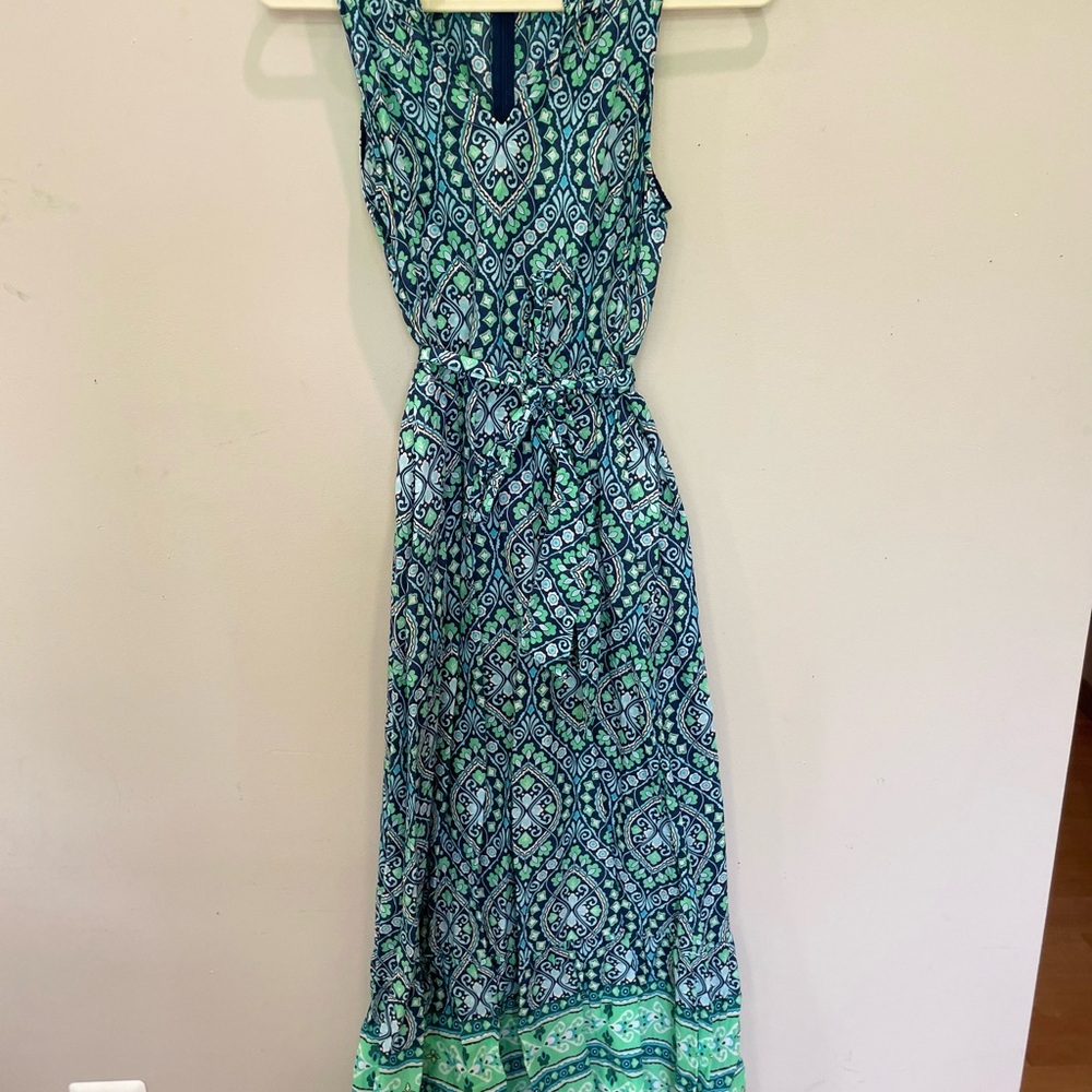 Talbots Blue and Green Sleeveless Maxi Sundress - Picture 2 of 5